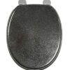 Croydex WL601821H Flexi-Fix Quartz Always Fits Never Slips Anti Bacterial Toilet Seat, Wood, Black, 44.5 x 38 x 6 cm