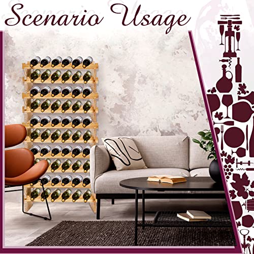 Roowest 60 Bottle Stackable Wine Rack 27.6 x 11.8 x 47.2 Bamboo Wine Rack Wood Freestanding Wine Storage Shelf 10 Tier Sturdy and Durable Wine Ho