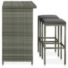 WALNUT Kitchen Bar Tables and Chairs Set Dining Room High Top Counter Height Table Set for 2 Poly Rattan Gray