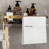 Toilet Rack Bathroom Over The Toilet, Gold Aviation Aluminum Bathroom Storage Organizer Toilet Shelves for organizing Paper With Towel Rack