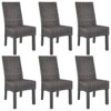 vidaXL 6x Dining Chair Kubu Rattan and Mango Wood Brown Kitchen Furniture Seat