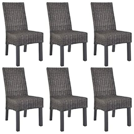 vidaXL 6x Dining Chair Kubu Rattan and Mango Wood Brown Kitchen Furniture Seat