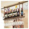 SUCHETA Hanging Wine Rack with Glass Holder and Shelf, Wine Racks Hanging Wine Glass Rack Under Cabinet Wine Rack Glass Holder Stemware Holder Wi