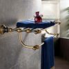 HIGOH Towel Racks, Bathroom Towel Rack Wall Mounted Towel Holder,European-Style All-Copper Bathroom Hardwares,American-Style and Antique Bath Tow