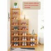 CinYana Bamboo Vertical Shoe Rack for Entryway,Narrow Shoe Rack Stackable,Minimalist Shoe Storage,7 Tier Standing Shoe Organizer for Garage Corne