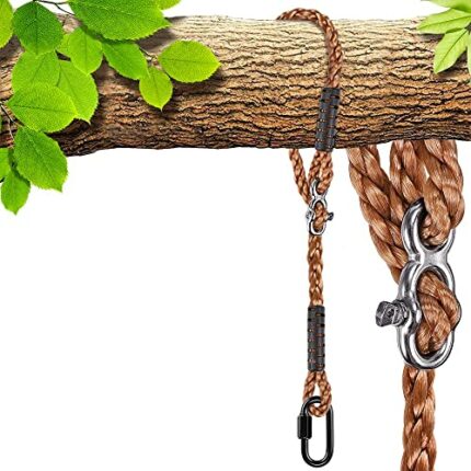 SELEWARE Tree Swing Rope Hammock Chair Strap Hanging Kit, Length Adjustable Nylon Rope Holds to 454kg, Perfect for Playground Set, Children Swing
