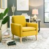 Marketero Armchair Comfy Accent Chair with Upholstered Single Sofa Lounge Arm Chairs for Adults Living Room Bedroom Reading Yellow