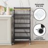 UMDONX Vegetable Storage Rack,kitchen Trolley,Vegetable Trolley on Wheels,4 Tier Kitchen Vegetable Storage Trolley Black Metal 15.4"*12.2"*34.44"