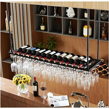 Stylish Simplicity Down Ceiling Wine Rack Vintage Metal Minimalist Creative Living Room Display Home Stylish Simplicity Glass Wine Glass Goblet R
