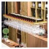 Gold Ceiling Wine Rack With Goblet Glass Rack, Home Wine Rack, Floating Wine Rack Organizer For Bar, Kitchen, Dining Room, Height Adjustable (Siz