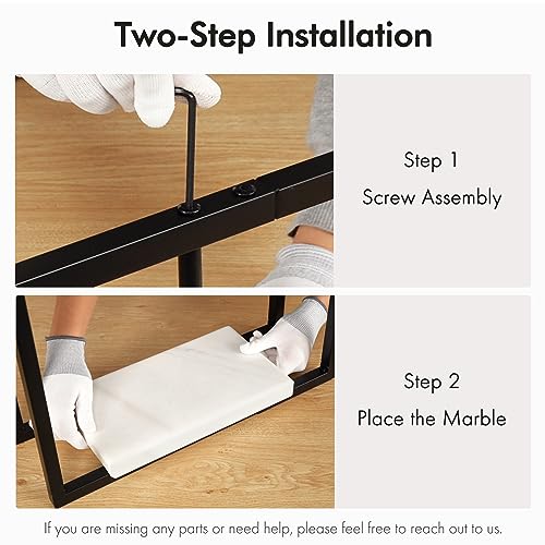 KES Free Standing Towel Rail with Marble Base 97CM, Bathroom Towel Rack 2 Tier Towel Holder Towel Stand Matte Black, BTH502-BK