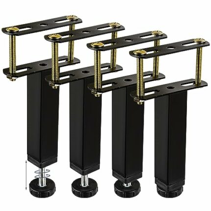 Btowin VCF 8-9 Inch / 20-22.5cm Adjustable Metal Bed Frame Support Legs, 4Pcs T-Shaped Heavy Duty Adjustable Height Center Support Leg for Steel