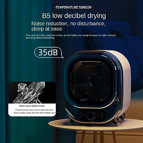 HTONVK Compact Mini Tumble Dryer, Portable, Freestanding Table top Dryer with Stainless Steel Tub, 450W Electric Tumble Laundry Dryer, for Apartm