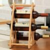 PIBM Stylish Simplicity Wine Racks Free Standing Solid Wood,Tabletop Wine Storage Rack,Countertop Display Wine Holder,Natural Solid Bamboo Wine B