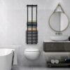 Towel Racks for Bathroom,Wall Mounted Towel Rack with 3 Towel Hooks and Wooden Shelf,Easy Installation Towel Holder for Towel & Daily Necessities
