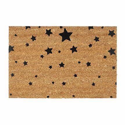 Relaxdays Doormat Star Pattern 40 x 60 cm Rectangular Coir Floor Mat with No-Slip PVC Underside, Door Mat made of Coconut Fibre Welcome Mat, Grey