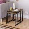 Vida Designs Brooklyn Nest of Tables 2 Piece Set Coffee Side End Tables Industrial Rustic Living Room Furniture (Dark Wood)