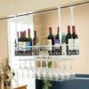 SUCHETA Hanging Wine Rack with Glass Holder and Shelf, Wine Racks Hanging Wine Glass Rack Under Cabinet Wine Rack Glass Holder Stemware Holder Wi