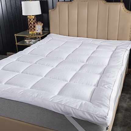 ANALIN Small Double Mattress Topper 10cm Down Alternative Fiber Soft and Breathable 400TC Cotton Mattress Cover