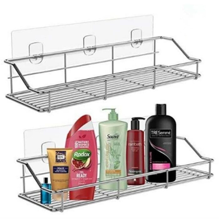 XMING Storage Rack, No-punching Bathroom, Double-layer Storage Rack, Kitchen, Bathroom, Wall-mounted Stainless Steel Storage