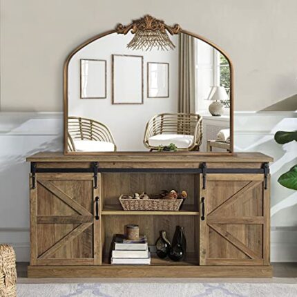HQiJun Wall Mirror Window Decorative Traditional Mirrors Antique Arched Farmhouse (30 * 36 * 1.2)