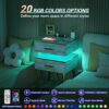 Cyclysio Night Stand Set 2 with Charging Station, Modern Nightstand Set of 2, Bedside Tables with Led Lights, Bed Side Table Night Stand with Dra