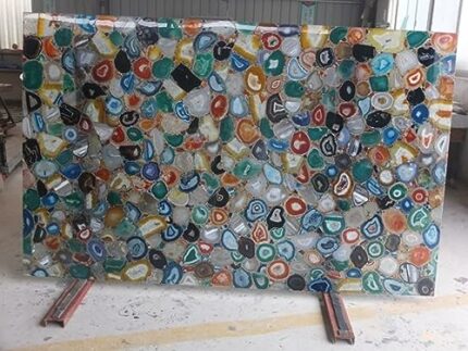 Gifts And Artefacts 36 x 60 Inches Agate Rectangle Shape Marble Dining Table Top Antique Resin Art Kitchen Slab for Hotel Decor