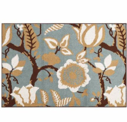 eBoutik Door Mat Doormat Machine Washable Barrier Mat Dirt Trapper TPR Non-Slip Technology Carpet (Light Blue serenity garden, 60cm x 90cm)