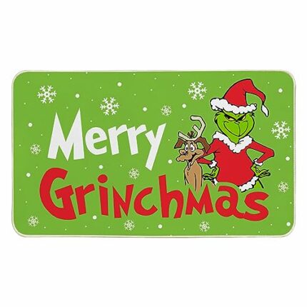 Grinch Door Mat, Christmas Welcome Mat with Non-Slip Backing, 30x17 Inch Easy Clean Entryway Rug, Stain and Fade Resistant, Dirt Trapper Doormat