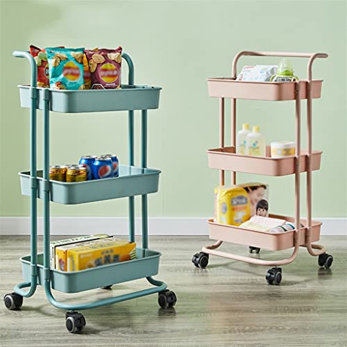 N/A 3 Layer Storage Rack Kitchen Trolley Movable Shelf Home Furniture Organizer with Wheels Narrow Cabinet (Color : Black, Size : 88 * 42 * 37cm)