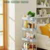 LEHOM 5.1" Slim Storage Cart - 4 Tiers Bathroom Organizer Mobile Shelving Unit Storage Rolling Utility Cart Slide Out Organizer for Kitchen Bathr