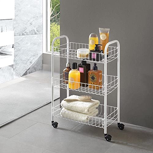 GREY LOOK 3 Tier White Fruit Vegetable Rack Storage Stand with Wheels CART Trolley Kitchen