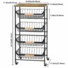 5-tier Trolley on Wheels, Vegetable Rack, Kitchen Storage Utility Cart, Rolling Storage Rack for Kitchen Office Bathroom Laundry Room