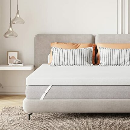 Sweetnight King Size Mattress Topper , 4 Inch Gel Memory Foam Mattress Topper with Elasticized Corner Straps, Breathable & Comfort Pressure Relie