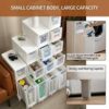 2/3/4-Tiers Bathroom Floor Storage Cabinet, White Plastic Unit Tower Narrow Storage Cabinet Organizer with Wheels for Kitchen, Bathroom, Bedroom,