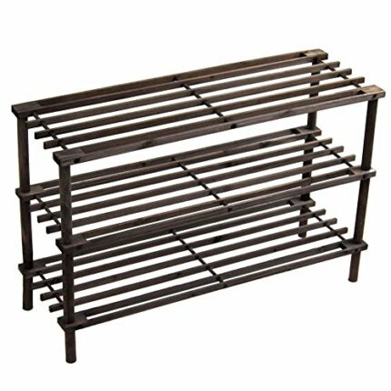 PRIMA HOUSEWARES Wooden Shoe Boot Trainer Rack Storage Shelf Organiser Stand Unit - Dark Oak - 3 Tier