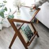 UVAN ART Side Table Living Room for Small Spaces Outdoor Coffee Tables for Garden Wooden Side Table in Glass for Bedroom Rattan Side Table Natura
