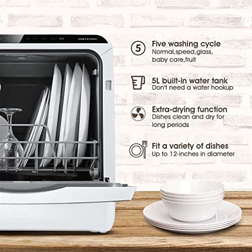 KKYKP Countertop Dishwasher Home Multifunctional Professional Smart Portable Desktop Dishwasher (Color : White, Size : 42.8 * 42.5 * 45.8cm)