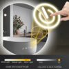 round Led Bathroom Mirror Illuminated Demisting Bathroom Smart Makeup Vanity Dimmble Touch Switch, Frameless Frosted Edges, Switch+antifog,