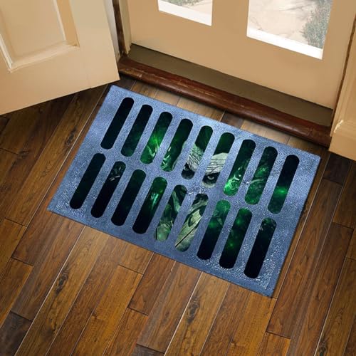 COHNDB Halloween Door mat 3D Halloween Clown Outdoor Mat Horror Clown Doormat Halloween Kitchen Carpet Spooky Floor Rugs Non Slip Rugs for Bedroo