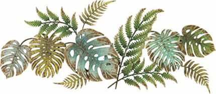 Kare Design Coat Rack Jungle Party Colore, green, 115x43x7cm, steel, leaf-shaped with 6 Coat Hooks
