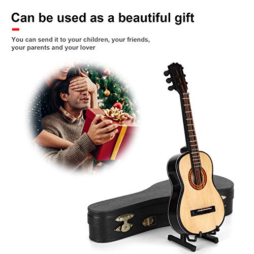 ALREMO HUANGXING - Classical Guitar Model,Miniature Wooden Mini Guitar Musical Instrument Ornaments with Stand/guitar case, for Dollhouse Model B