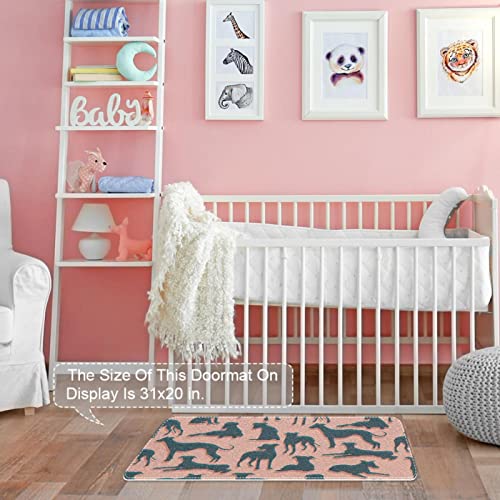 Entrance Doormats for Indoor Outdoor Entry Garage High Traffic Areas Shoe Rugs, Super Absorbent Door Mats Whippet Pattern 31 x 20 Inch