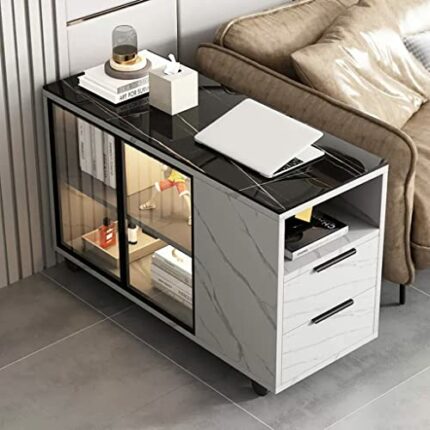 HOLUCE Faux Rock Slate Color Sofa Sideboard Living Room Mobile Sideboard Coffee Table Cabinet Side Storage Storage Organizer (Color : Argento, Si