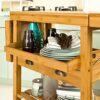 BHVXW Extendable Kitchen Trolley Cart with 2 Folding Hinged Side Boards Removable Tray