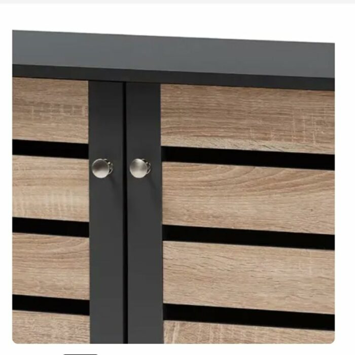 TJLSS Two-tone Oak 2-Door Shoe Storage Cabinet Family Entry Shoe Cabinet Foyer Corridor Shoe Storage