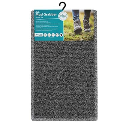 JVL Mud Grabber PVC Spaghetti Entrance Door Mat, Grey and Black, 45 x 75 cm