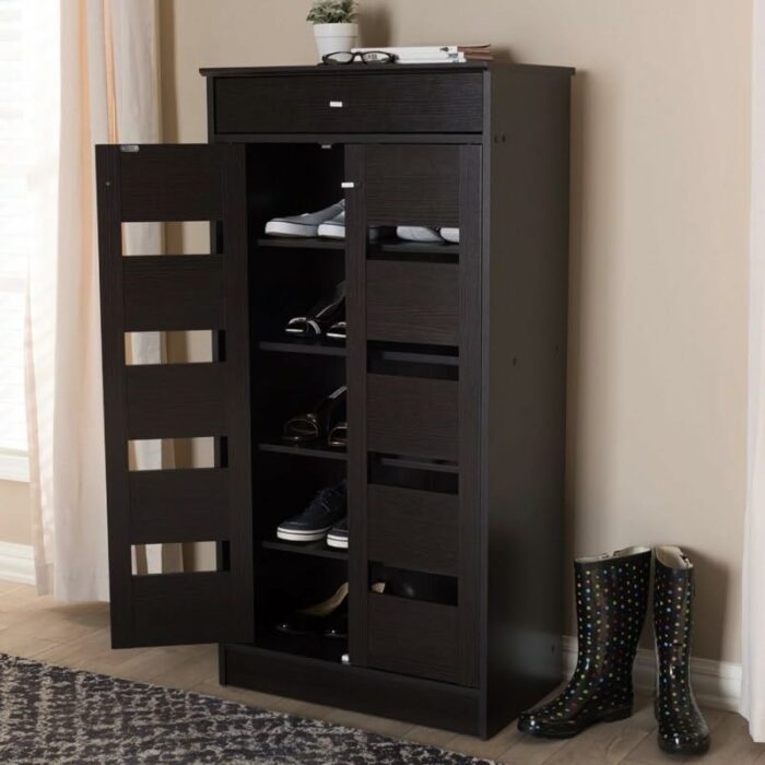 TJLSS Suitable for Entryway Shoe Storage Cabinet Home Foyer Corridor Shoe Cabinet Finished Wooden 2-door Shoe Cabinet