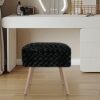 Modern Mink Square Footstool Ottoman,Rectangle Chair with Storage,Rose Pattern Furry Faux Fur Vanity Stool Chair with Metal Legs,Comfy Entryway O