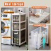 CIADAZ Small Bathroom Storage Cabinet, Toilet Paper Holder, 2/3/4 Tier Thin Toilet Vanity Cabinet, Narrow Bathroom Cabinet Organizer for Small Sp
